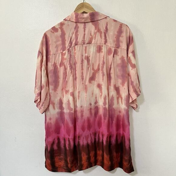 Anthropologie Tie Dye Souvenir Shirt Size S Raspberry Pink Resort Beachy NEW - Picture 3 of 9